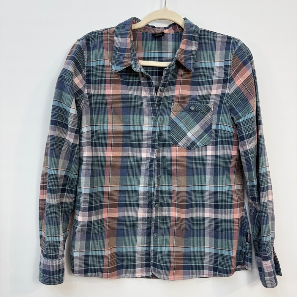 Patagonia Womens Long Sleeve Fjord Flannel Shirt Plaid Organic Cotton 6 53875